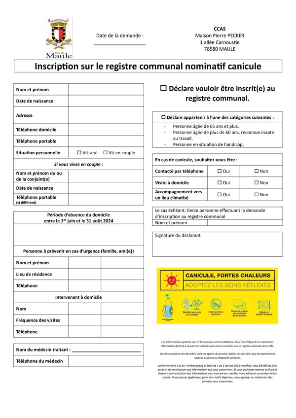 Formulaire plan canicule